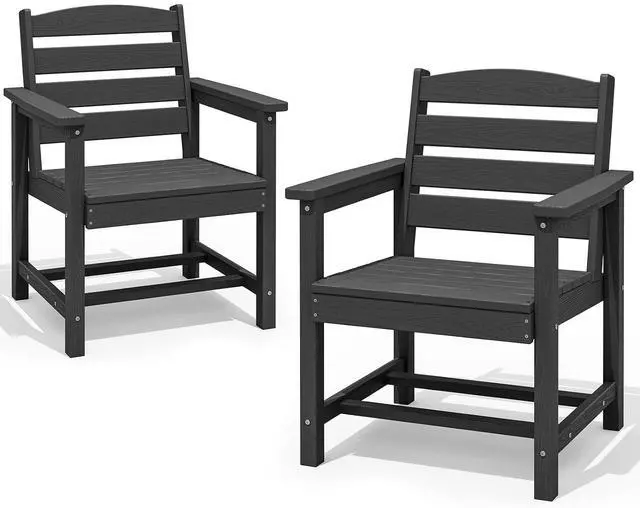 Main image of Patio Dining Chair Set of 2, Black
