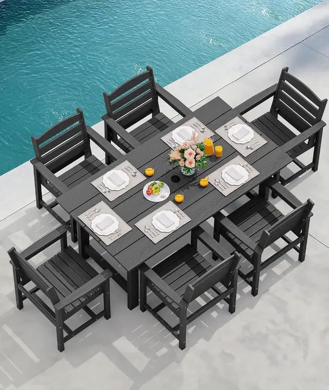 Alt view image 6 of 7 - Patio Dining Chair Set of 2, Black