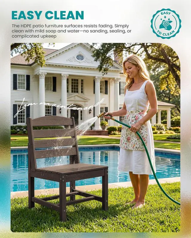 Alt view image 6 of 7 - Patio Dining Sets for 6 Person, HDPE Dining Set with 6 Armless Chairs, Coffee