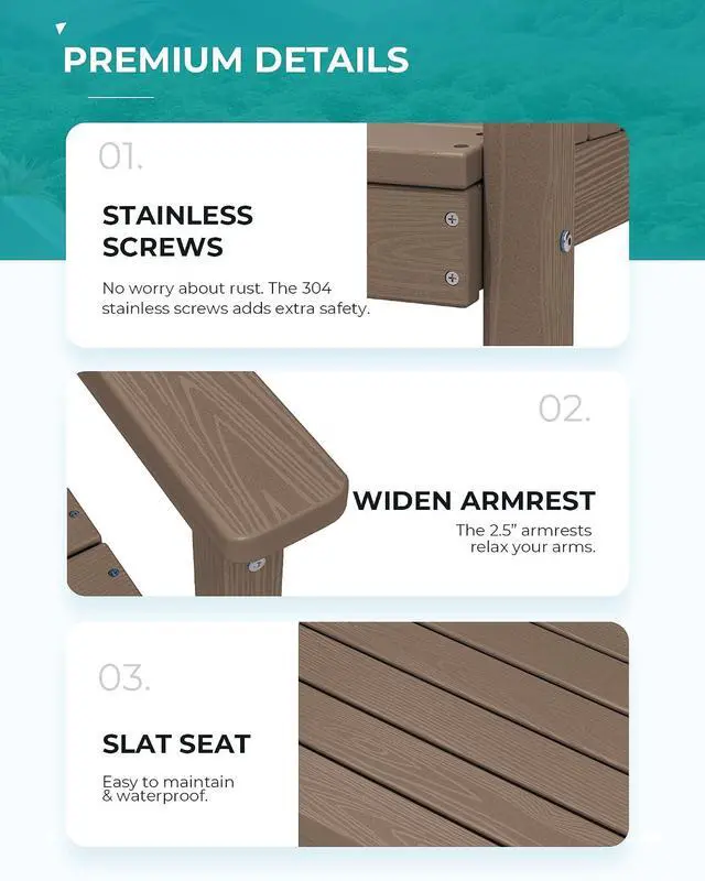 Alt view image 3 of 7 - 7-Piece Patio Dining Table Sets, Outdoor HDPE Dining Furniture Set with Umbrella Hole Cut-Out Table and 6 Chairs, All Weather Dining Set for Lawn, Garden, Backyard, Poolside, Coffee