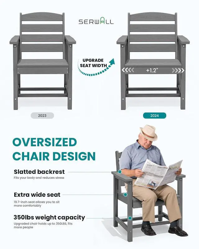 Alt view image 2 of 7 - Patio Dining Chair Set of 2, Gray
