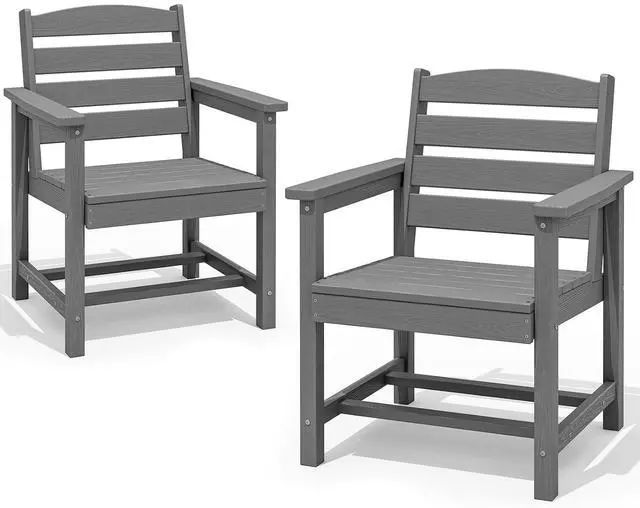 Main image of Patio Dining Chair Set of 2, Gray