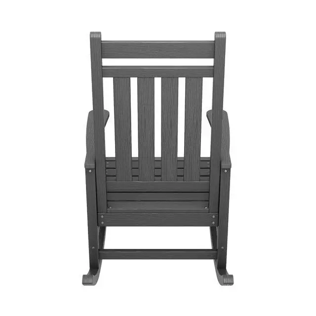 Alt view image 7 of 7 - Oversized Rocking Chair, Outdoor Rocking Chair for Adults, All Weather Resistant Porch Rocker for Lawn Garden, Grey