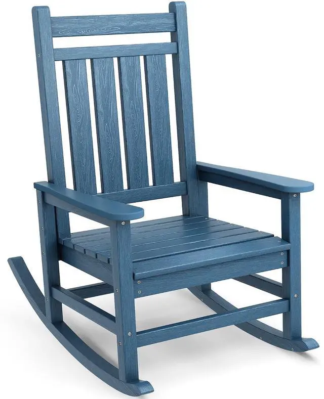 Main image of Oversized Rocking Chair, Outdoor Rocking Chair for Adults, All Weather Resistant Porch Rocker for Lawn Garden, Blue