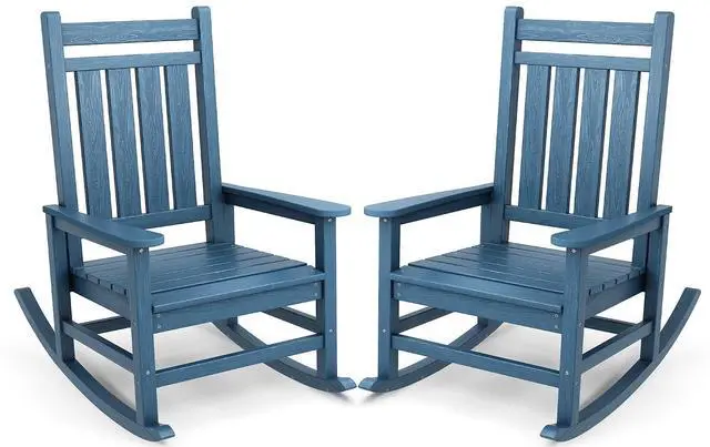 Main image of Oversized Outdoor Rocking Chair Set of 2, HDPE Rocker for Adults, Patio Rocking Chairs for Porch, Blue