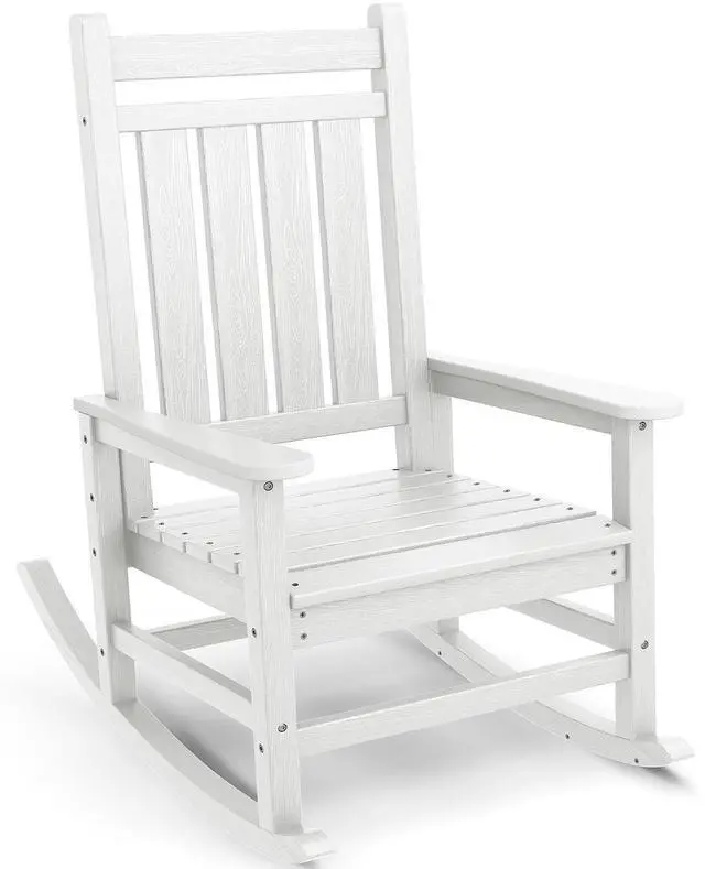 Main image of Oversized Rocking Chair, Outdoor Rocking Chair for Adults, All Weather Resistant Porch Rocker for Lawn Garden, White