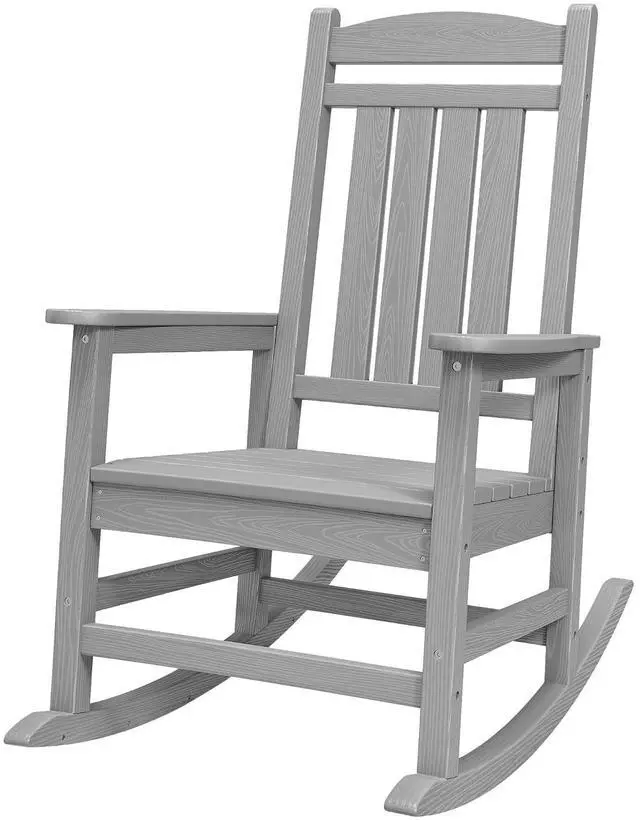 Main image of Oversized Outdoor Rocking Chair, All-Weather Patio Rocking Chair, HDPE Porch Rocker for Adults, Light Gray