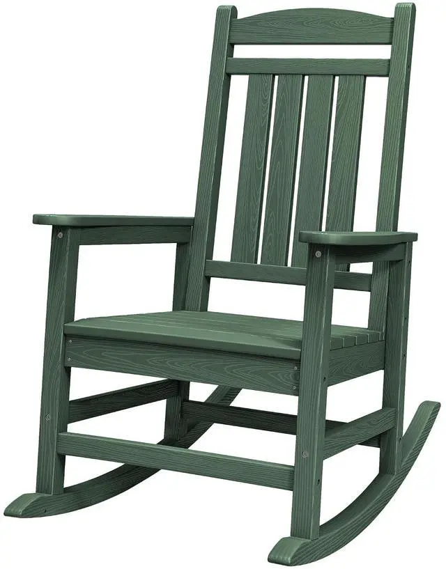 Main image of Oversized Outdoor Rocking Chair, All-Weather Patio Rocking Chair, HDPE Porch Rocker for Adults, Green