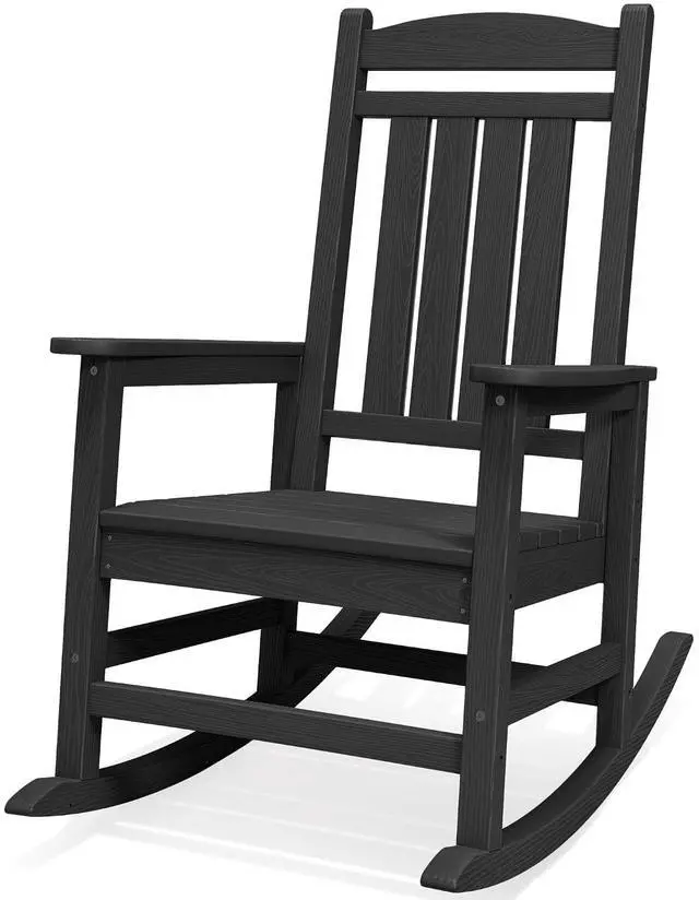 Main image of Oversized Outdoor Rocking Chair, All-Weather Patio Rocking Chair, HDPE Porch Rocker for Adults, Black