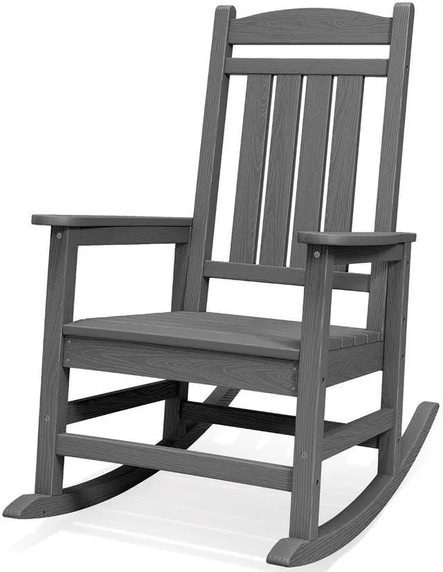 Main image of Oversized Outdoor Rocking Chair, HDPE Patio Rocking Chair All-Weather Porch Rocker for Balcony, Yard, Dark Gray