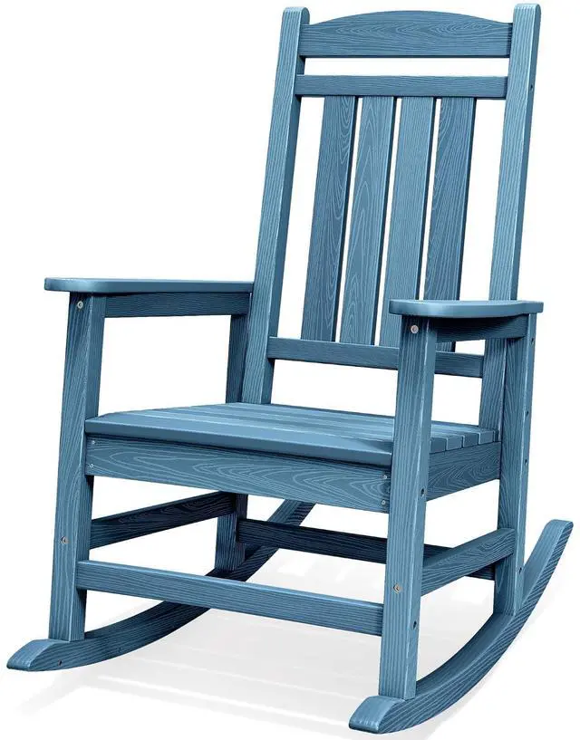 Main image of Oversized Outdoor Rocking Chair, All-Weather Patio Rocking Chair, HDPE Porch Rocker for Adults, Multi Blue
