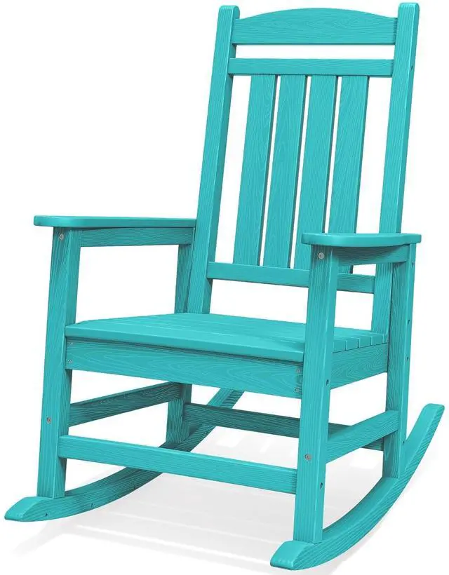 Main image of Oversized Outdoor Rocking Chair, All-Weather Patio Rocking Chair, HDPE Porch Rocker for Adults, Aruba Blue
