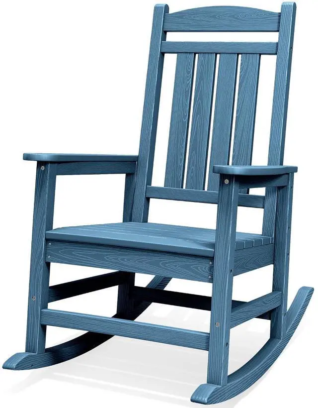 Main image of Oversized Outdoor Rocking Chair, All-Weather Patio Rocking Chair, HDPE Porch Rocker for Adults, Blue