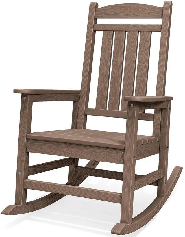 Main image of Oversized HDPE Outdoor Rocking Chair for Adults, Heavy Duty Patio Rocking Chair, All-Weather Oversized Porch Rocker, Brown
