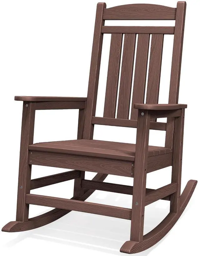Main image of Oversized Outdoor Rocking Chair, All-Weather Patio Rocking Chair, HDPE Porch Rocker for Adults, Coffee