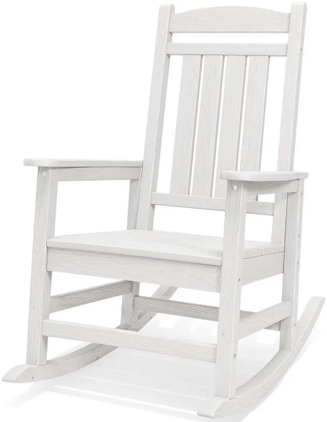 Main image of Oversized Outdoor Rocking Chair, All-Weather Patio Rocking Chair, HDPE Porch Rocker for Adults, White