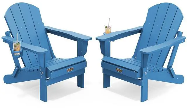 Main image of Foldable Adirondack Chair Set of 2 for Patio Garden Outdoors Fire Pit Chairs-Navy Blue
