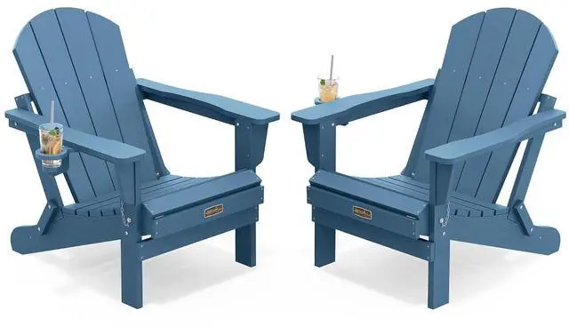 Main image of Foldable Adirondack Chair Set of 2 for Patio Garden Outdoors Fire Pit-Blue