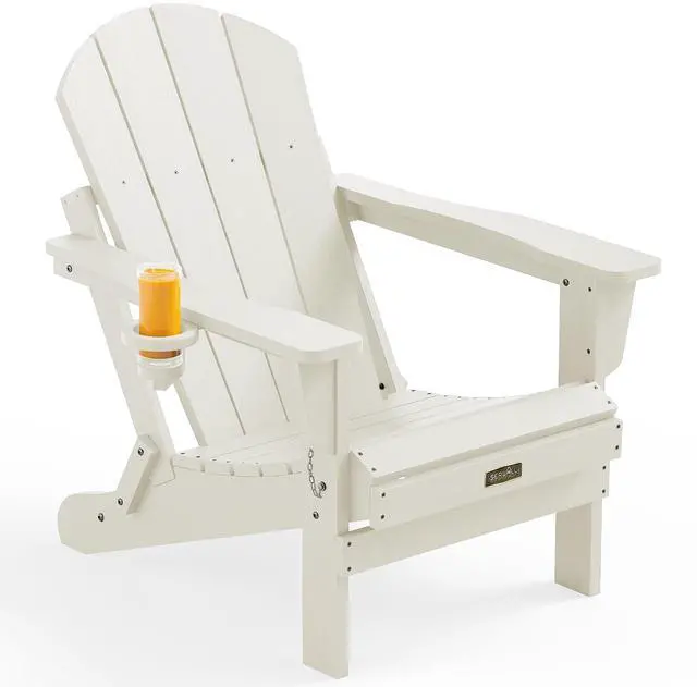 Main image of Folding Adirondack Chair - HIPS Adirondack Chairs Outdoor Chairs Weather Resistant Fire Pit Chairs- White