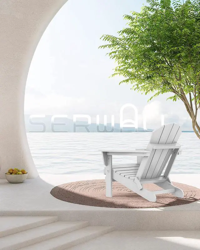 Alt view image 2 of 7 - Folding Adirondack Chair with Cup Holder for Patio Garden Outdoors Fire Pit- Spanish Gray