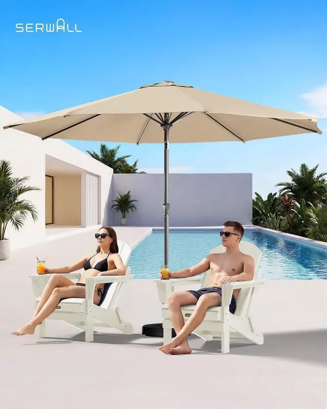 Alt view image 2 of 7 - Folding Adirondack Chair - HIPS Adirondack Chairs Outdoor Chairs Weather Resistant Fire Pit Chairs- White