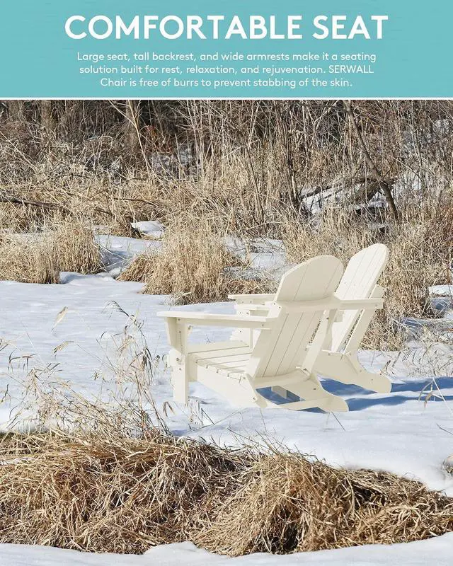 Alt view image 3 of 7 - Adirondack Chair - Folding Adirondack Chairs Hips Outdoor Chairs Set of 6 Weather Resistant- White