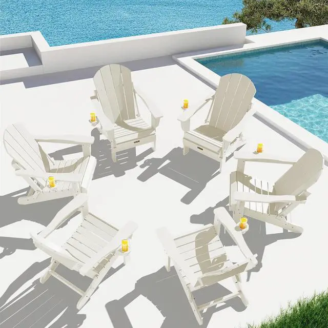 Main image of Adirondack Chair - Folding Adirondack Chairs Hips Outdoor Chairs Set of 6 Weather Resistant- White