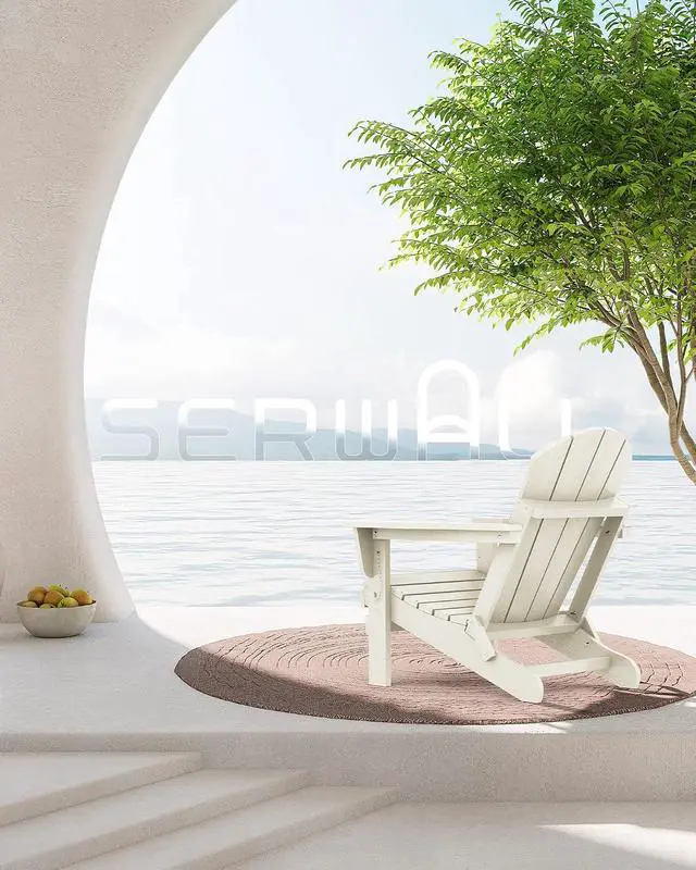 Alt view image 7 of 7 - Adirondack Chair - Folding Adirondack Chairs Hips Outdoor Chairs Set of 6 Weather Resistant- White