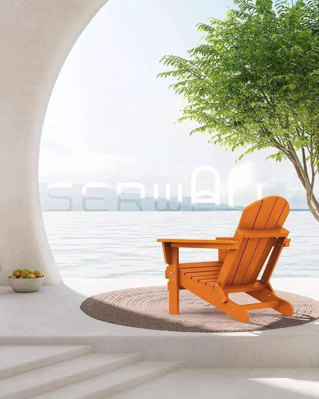 Alt view image 2 of 7 - Adirondack Chair for Patio Garden Outdoors Heavy All-Weather Fire Pit Chairs - Orange