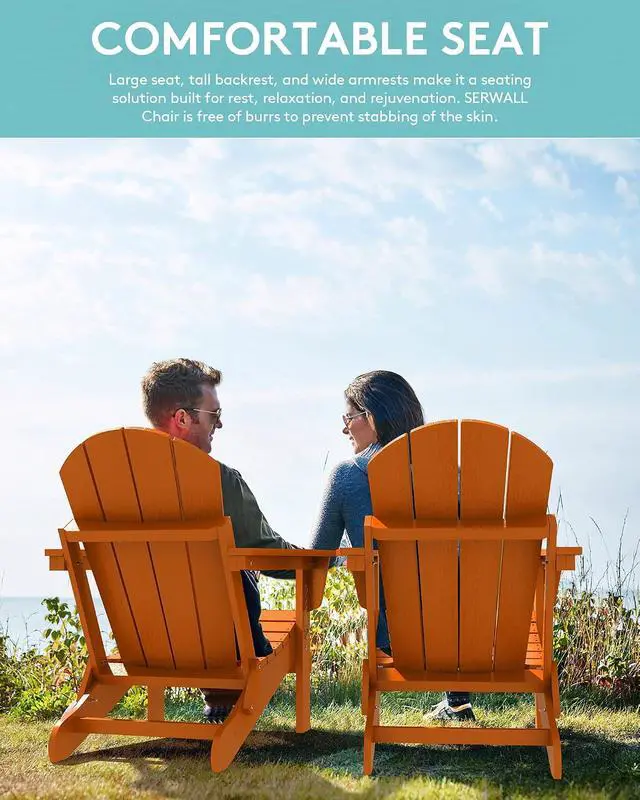 Alt view image 4 of 7 - Adirondack Chair for Patio Garden Outdoors Heavy All-Weather Fire Pit Chairs - Orange