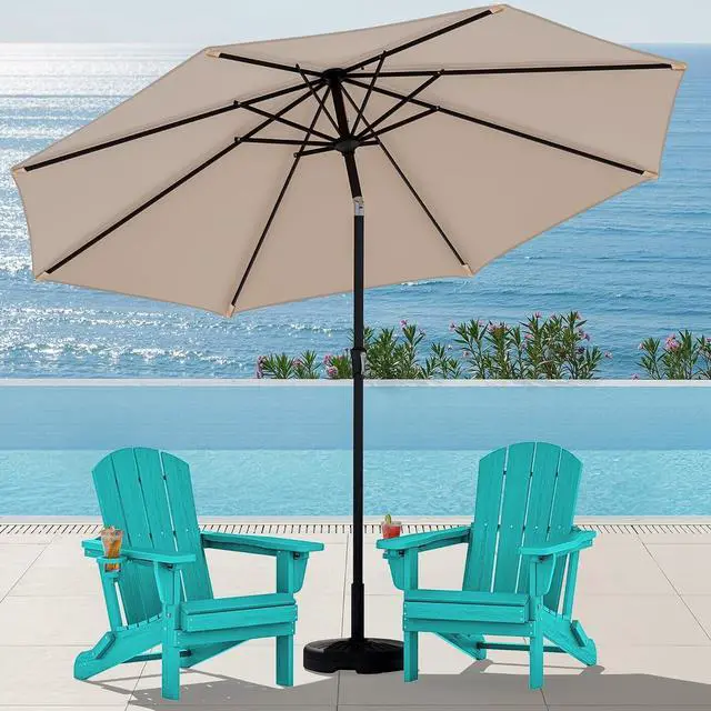 Main image of Folding Adirondack Chair Set of 2 with 9Ft Umbrella, HDPE Adirondack Chairs with Adjustable Recline Positions, Aruba (Umbrella Base is not Included)