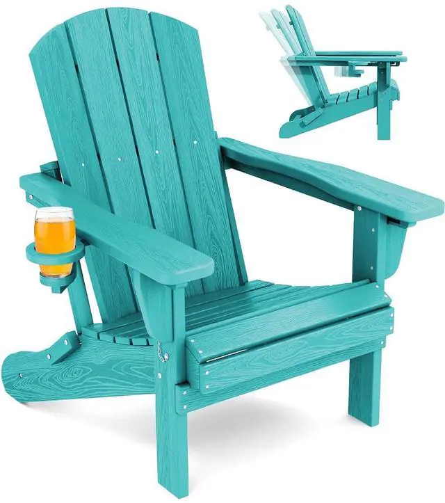 Main image of Adjustable Folding Adirondack Chair, Reclining Adirondack Chair with Cup Holder, Aruba