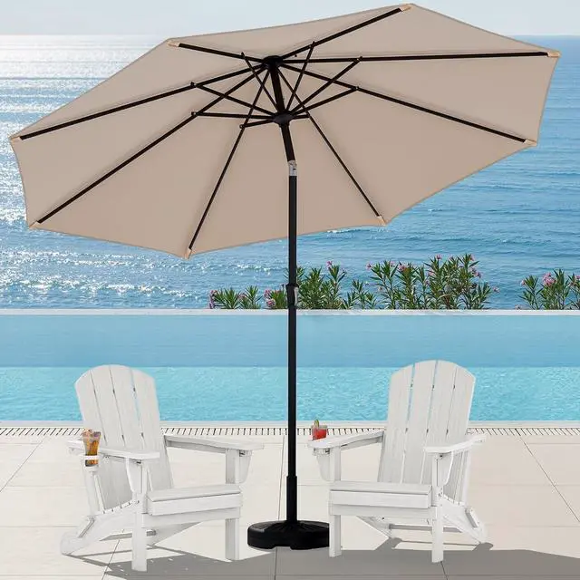 Main image of Folding Adirondack Chair Set of 2 with 9Ft Umbrella, HDPE Adirondack Chairs with Adjustable Recline Positions, White (Umbrella Base is not Included)