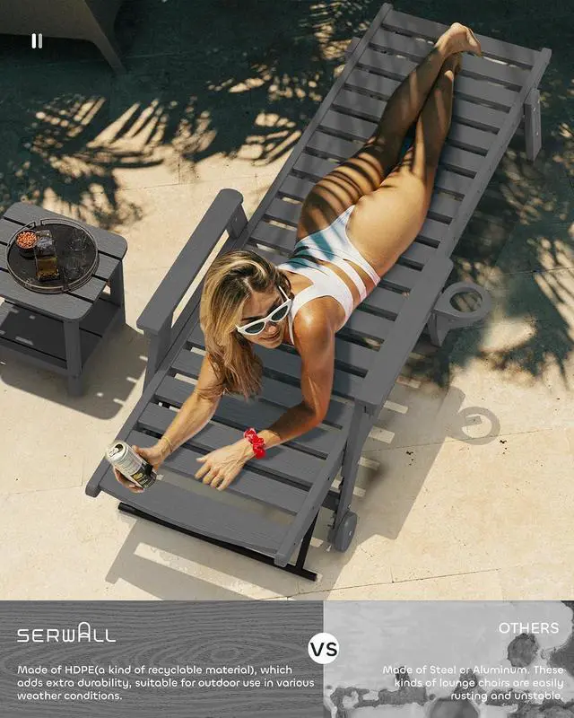 Alt view image 2 of 7 - Patio Chaise Lounge Chair Set of 4, Slate Gray