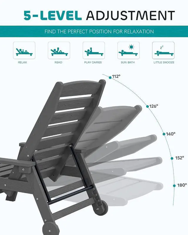 Alt view image 4 of 7 - Patio Chaise Lounge Chair Set of 4, Slate Gray