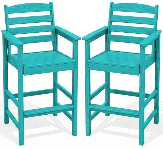 Main image of Tall Adirondack Chairs Set of 2, Oversize Balcony Adirondack Chairs Set, Outdoor Bar Height Barstools Widened Chair Set for Bistro, Poolside, Garden, Aruba