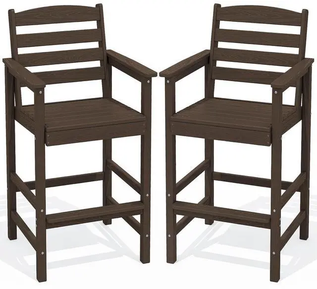 Main image of Tall Adirondack Chairs Set of 2, Oversize Balcony Adirondack Chairs Set, Outdoor Bar Height Barstools Widened Chair Set for Bistro, Poolside, Garden, Coffee