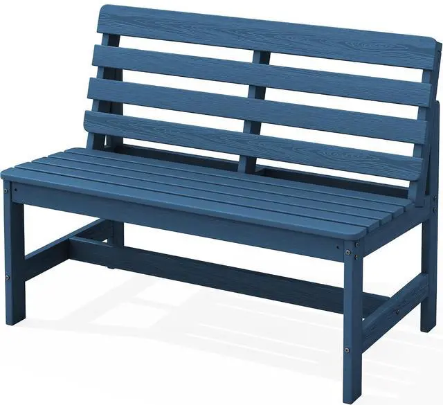 Main image of Outdoor Bench, All Weather HDPE Outdoor Benches, 2-Person Armless Porch Bench with 600 lbs Weight Capacity, Patio Benches for Outdoors, Porch, Park and Dining, Navy