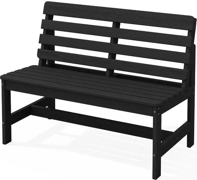 Main image of Outdoor Bench, All Weather HDPE Outdoor Benches, 2-Person Armless Porch Bench with 600 lbs Weight Capacity, Patio Benches for Outdoors, Porch, Park and Dining, Black