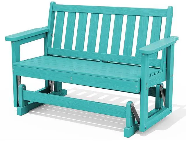 Main image of 2 Person Patio Glider Bench, HDPE Material Weather-Resistant Swinging Bench for Outdoor Porch Garden, Aruba