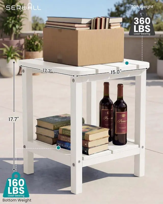 Alt view image 3 of 7 - Double Adirondack Side Table End Table- White
