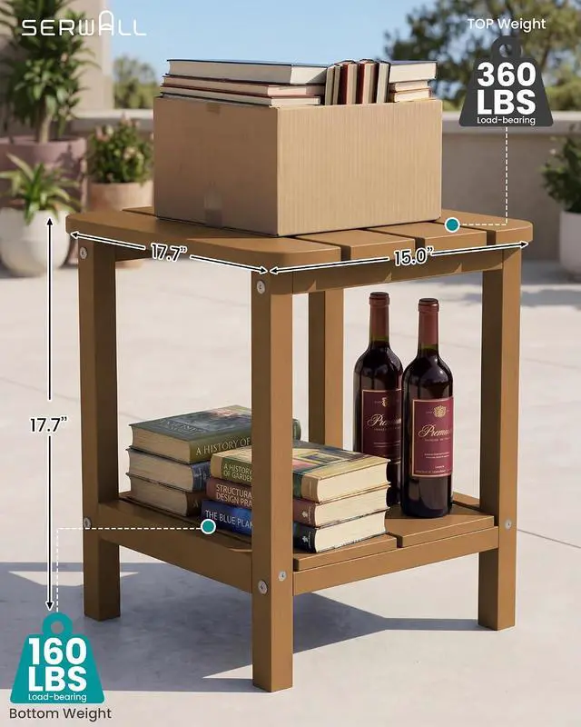 Alt view image 3 of 7 - Double Adirondack Side Table Rectangular End Table, Brown