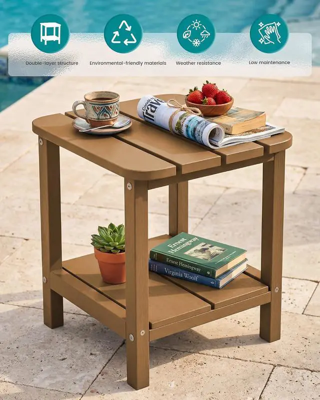 Alt view image 6 of 7 - Double Adirondack Side Table Rectangular End Table, Brown