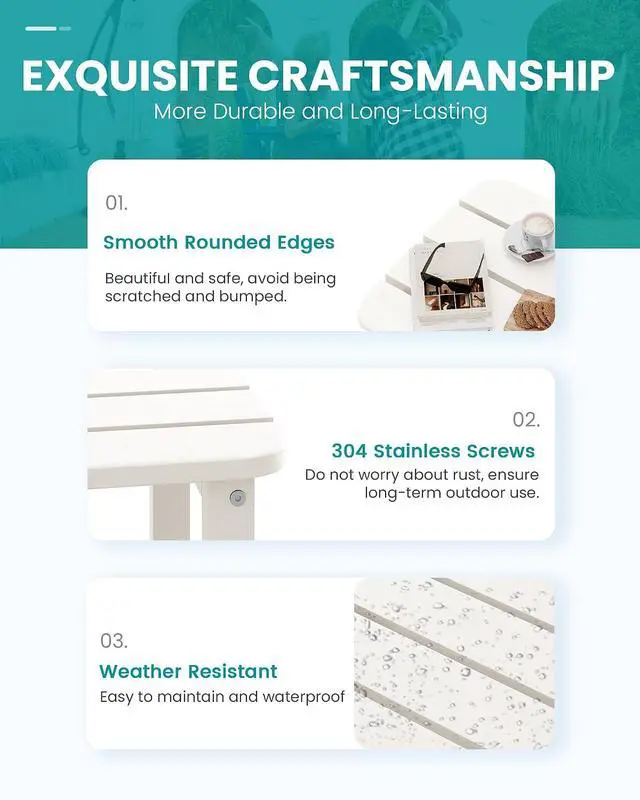Alt view image 6 of 7 - Double Adirondack Side Table Set of 2, End Table- White