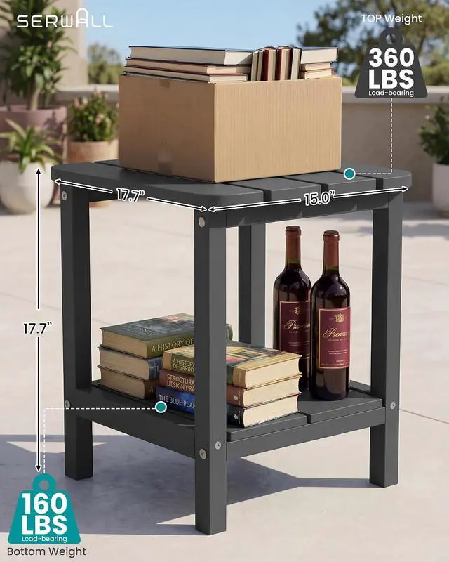 Alt view image 3 of 7 - Adirondack Table Outdoor Side Table- Gray
