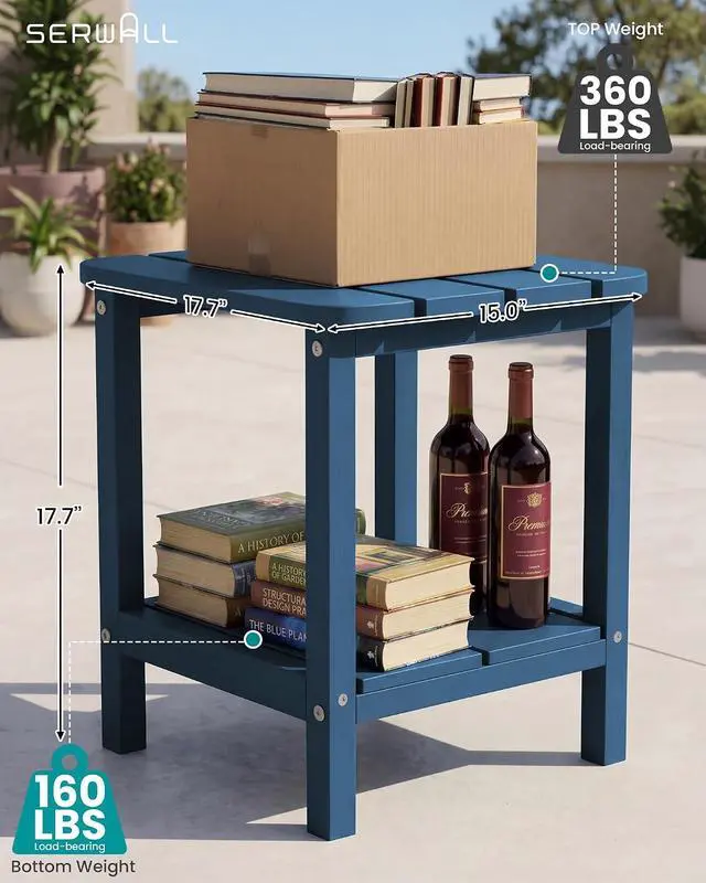 Alt view image 3 of 7 - Adirondack Table Set of 2, Outdoor Side Table- Blue