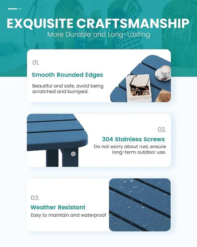 Alt view image 6 of 7 - Adirondack Table Set of 2, Outdoor Side Table- Blue