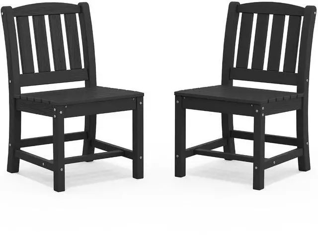 Main image of Outdoor Dining Chairs Set of 2, All-Weather HDPE Patio Armless Chairs Suitable Outdoor Dining Table, Black
