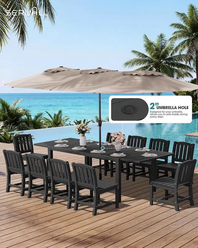 Alt view image 7 of 7 - Outdoor Dining Chairs Set of 2, All-Weather HDPE Patio Armless Chairs Suitable Outdoor Dining Table, Black