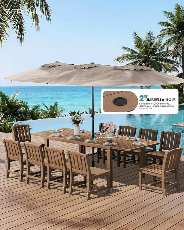 Alt view image 7 of 7 - Outdoor Dining Chairs Set of 2, All-Weather HDPE Patio Armless Chairs Suitable Outdoor Dining Table, Brown